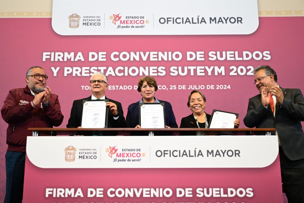 Gobernadora Delfina Gómez Álvarez otorga aumento salarial y mejores prestaciones a los agremiados del SUTEYM