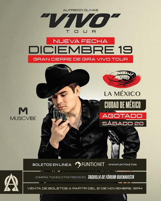 ALFREDO OLIVAS ANUNCIA SEGUNDO CONCIERTO DEL “VIVO TOUR” EN LA MONUMENTAL PLAZA MÉXICO