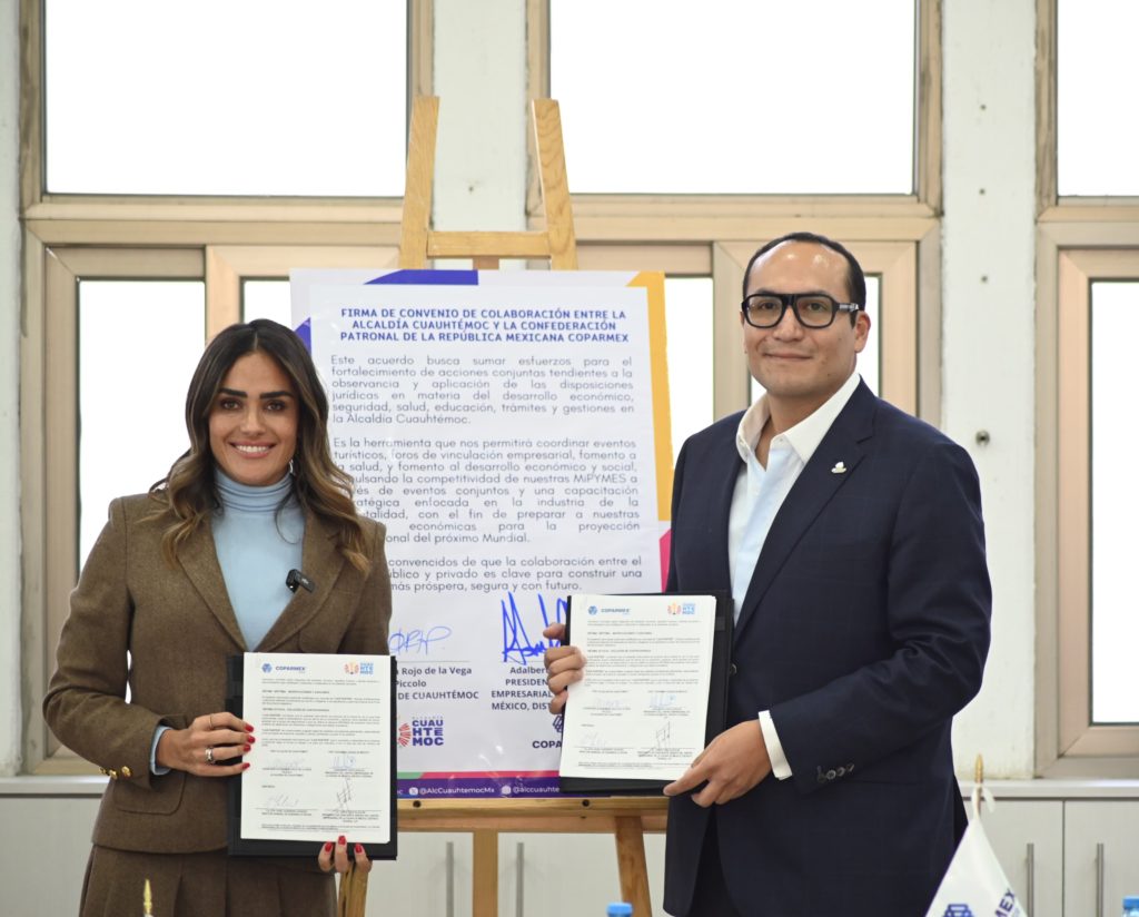 ALE ROJO DE LA VEGA CELEBRA CONVENIO CON COPARMEX PARA IMPULSAR EMPLEO, SEGURIDAD Y SERVICIOS EN LA DEMARCACIÓN